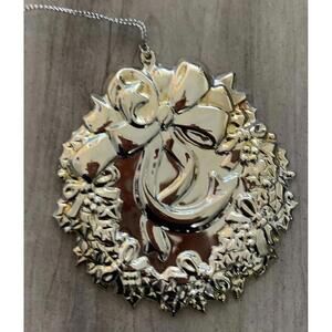 Silver Tone Plated? Wreath Christmas Ornament